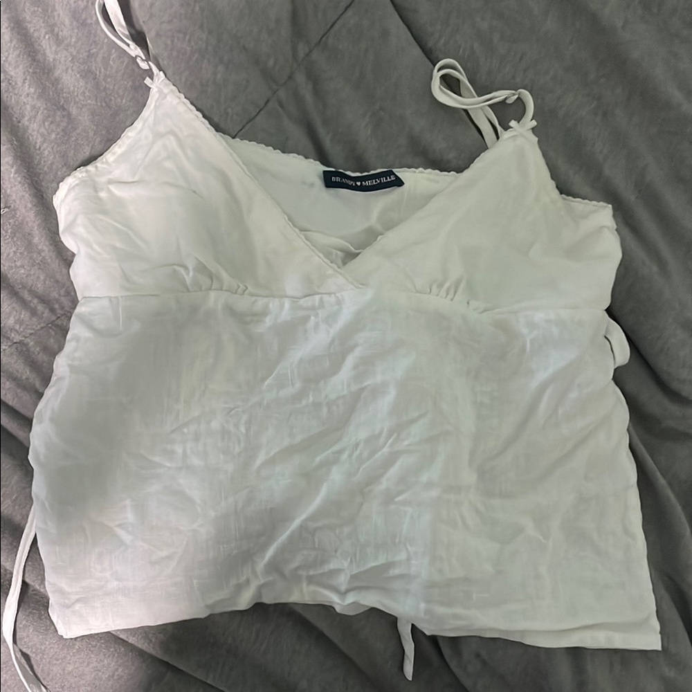 Brandy Melville White Linen Top